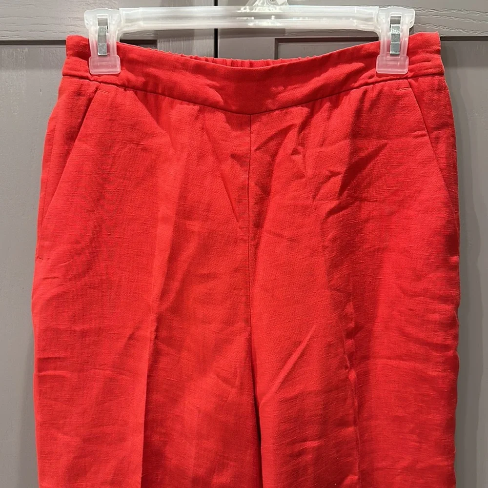 New Zara red linen trousers